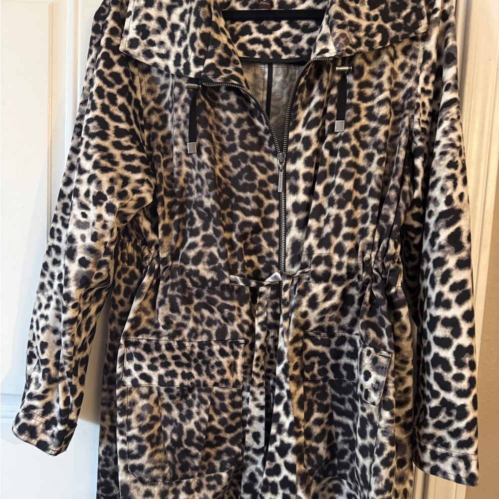 Dana Buchman Animal Print Teddy Jacket